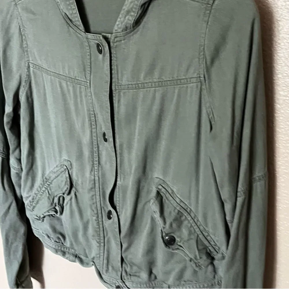 Abercrombie Kids Army Green Hooded Snap Front Utility Jacket Coat Size Large